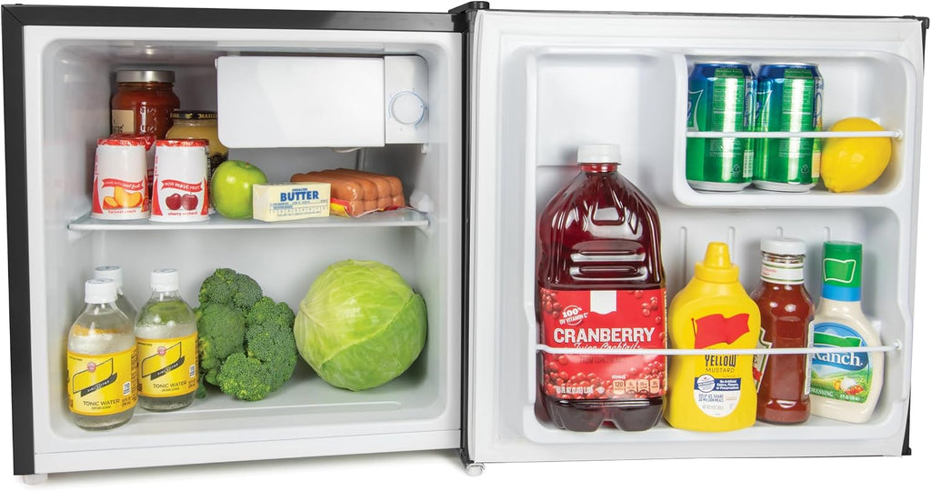 Igloo 1.6 Cu.Ft Mini Fridge with Freezer- Single Door Compact Refrigerator with Glass Shelves for Homes, Dorms & Offices- Keep Snacks, Drinks & Frozen Foods Cool with Temperature Control Fridge- Black