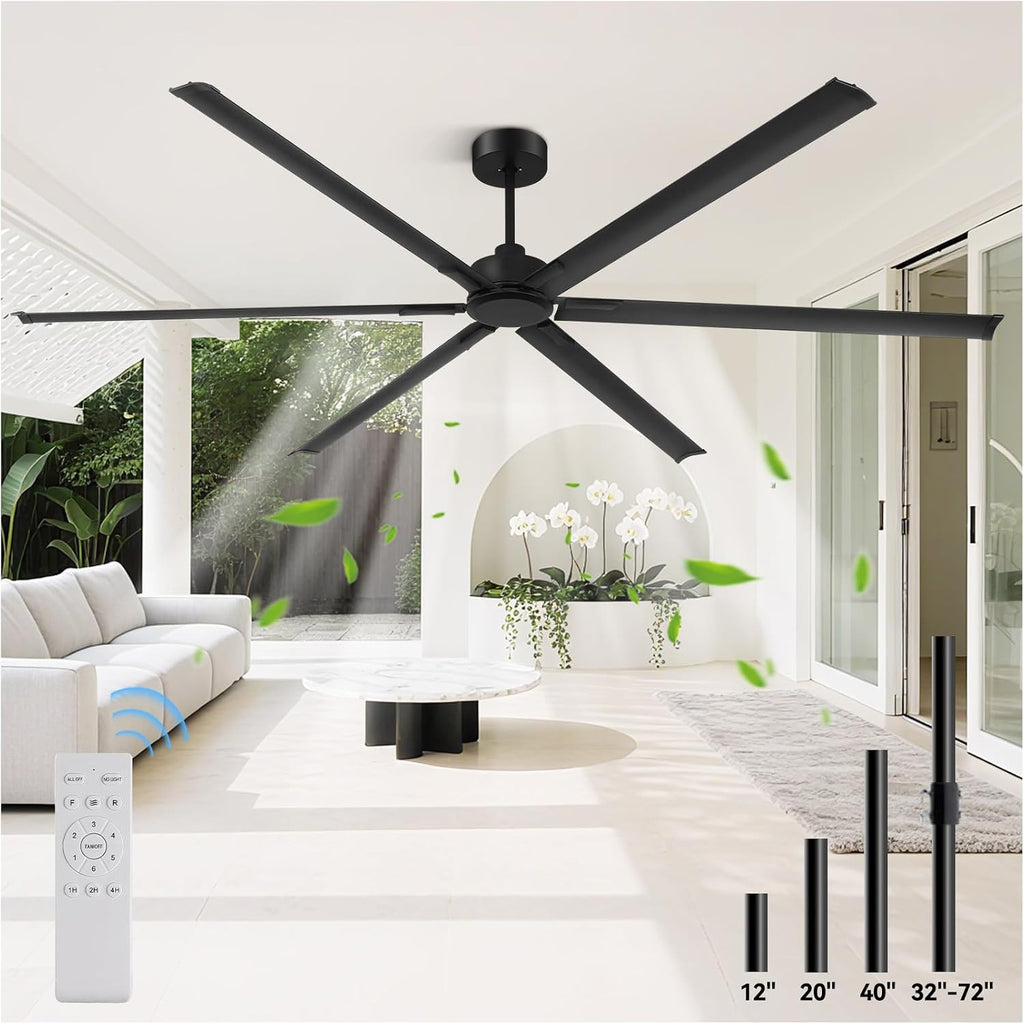 [Heavy Duty] 120 Inch Industrial Ceiling Fan, Big Assed Fan, HVLS Extra Large Commercial Ceiling Fan with Aluminum Blades, Remote Control, Powerful Reversible DC Motor for Warehouse, Shop, Garage
