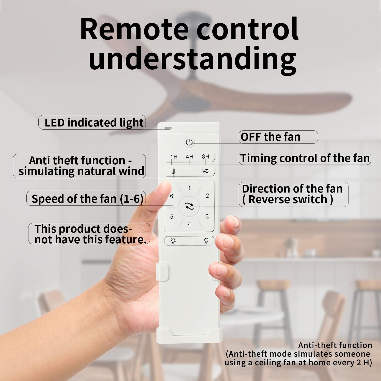 Bigzone 52' Outdoor/Indoor Ceiling Fans Without Lights, Energy Efficient DC Motor, 3 Balsa Wood Blades Ceiling Fan, Wood Ceiling Fan With Remote Control