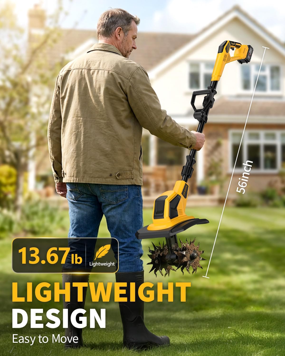 DEGGE Tiller, Cordless Tiller, ToolYellow