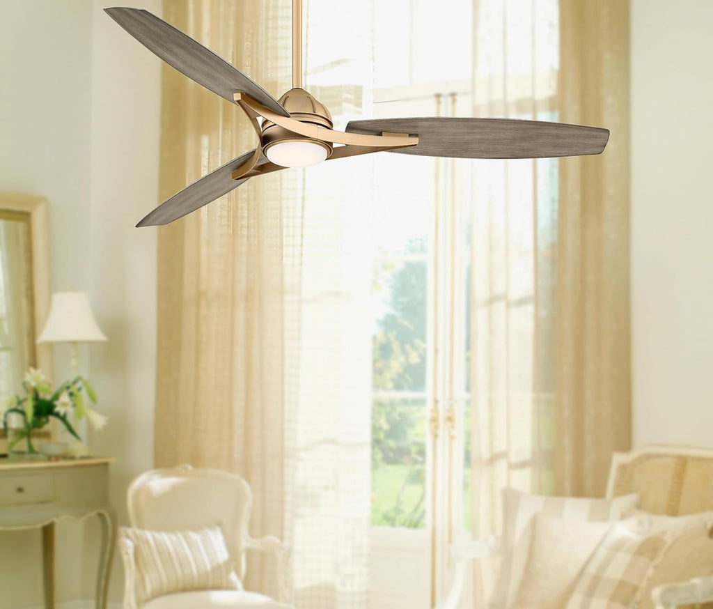 Minka-Aire F742L-SBR Molino Led 65' Outdoor Ceiling Fan with LED Lights & Remote, Soft Brass