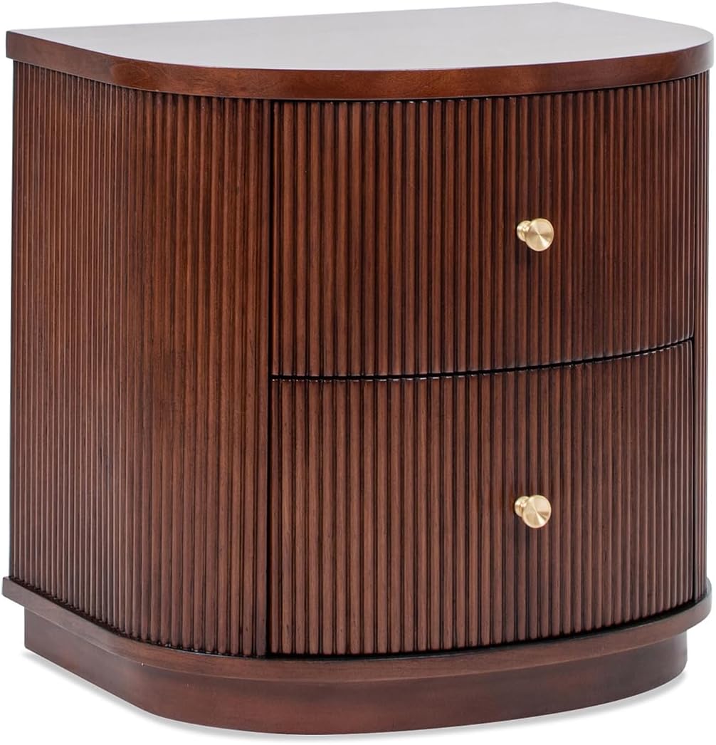 Jennifer Taylor Home Valentine 24' 2-Drawer Storage Side Table, Dark Walnut Beech Wood