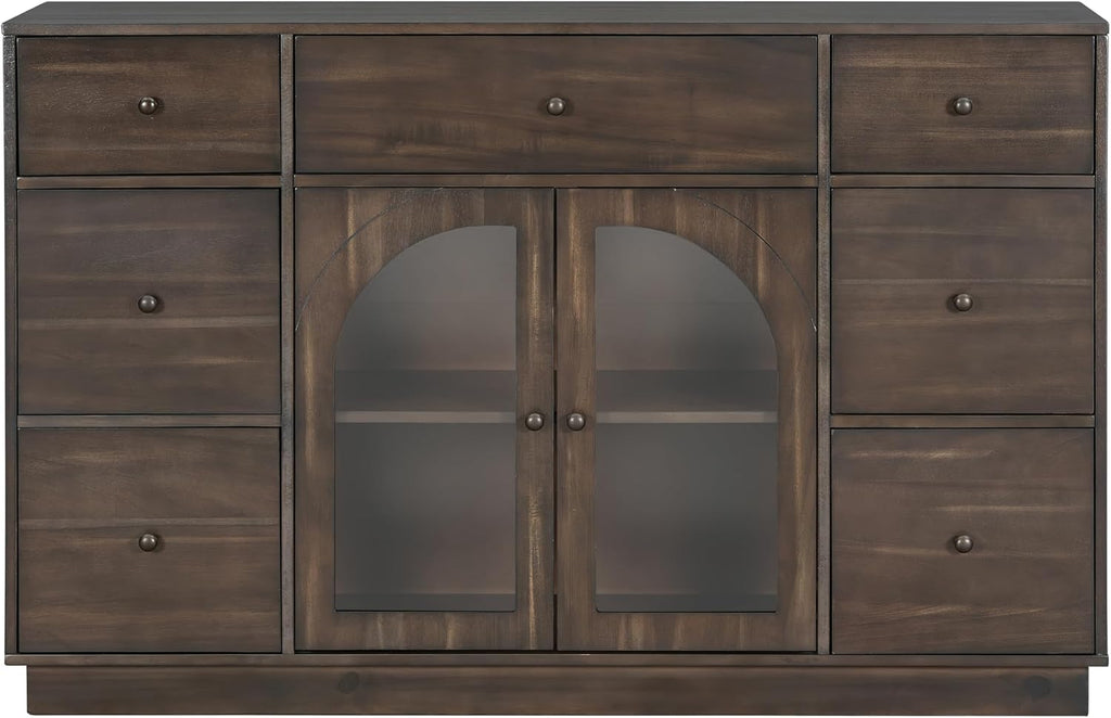 Christopher Knight Home Mia Modern Storage Cabinet with Doors and Drawers, Wooden Sideboard Cabinet with Adjustable Shelf, Freestanding Buffet Cabinet with Storage for Dining Room, Dark Brown
