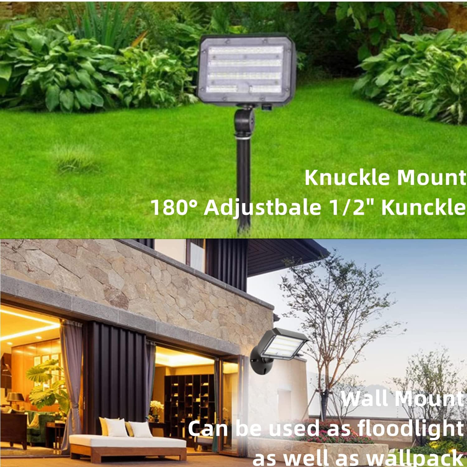 Dusk to Dawn 150W Outdoor LED Flood Light with 1/2' Knuckle Mount (Plate Included), 5000K 21000LM 100-277V, ETL Waterproof LED Security Flood Lighting for Sign/Flagpole/Tree/Yards/Advertising Boards