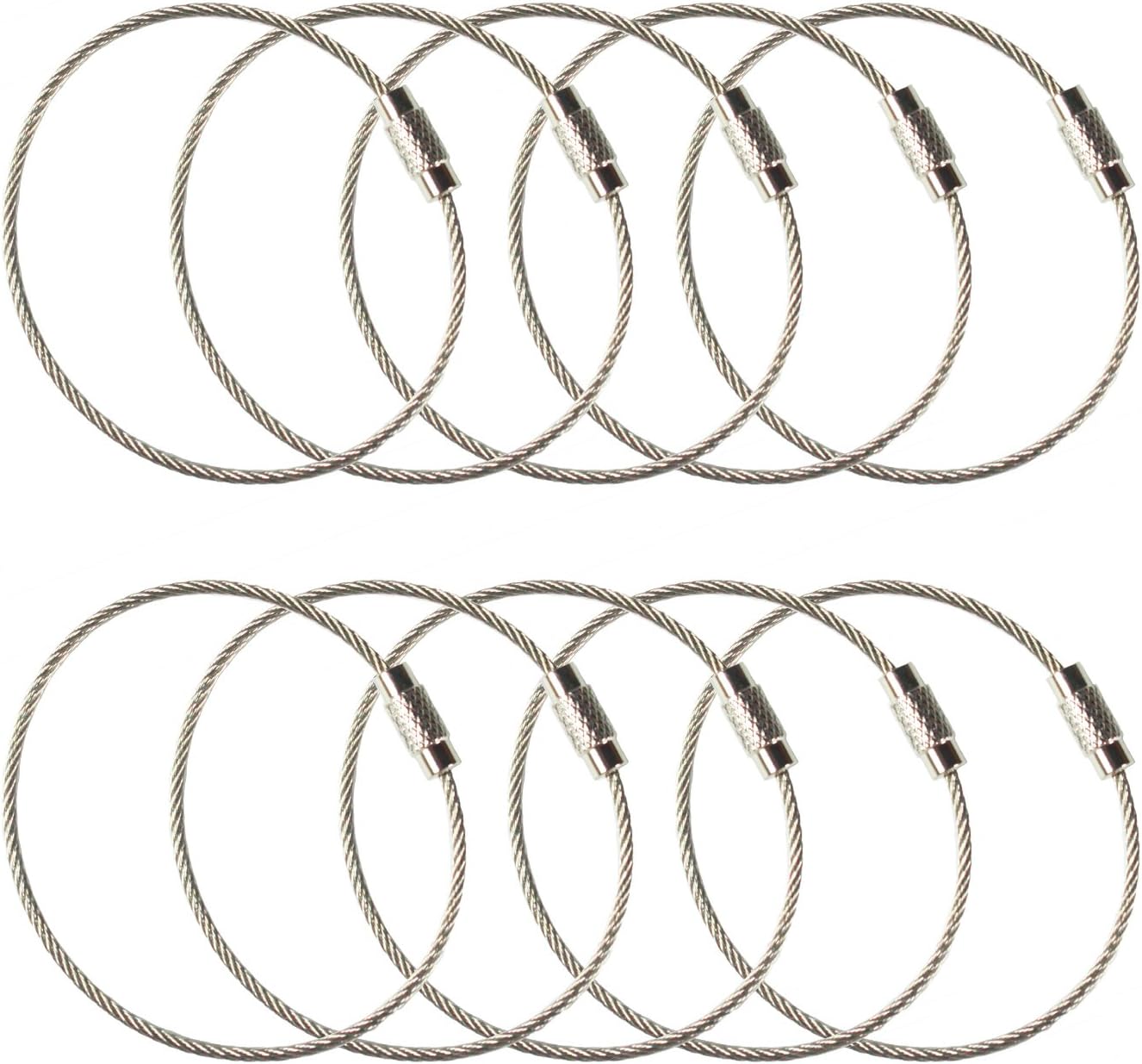 Millennial Essentials Stainless Steel Wire Keychains 1.5mm 6.3 Inches Aircraft Cable Key Ring Loops for Hanging Luggage Tags or ID Tags (5000 Pack)