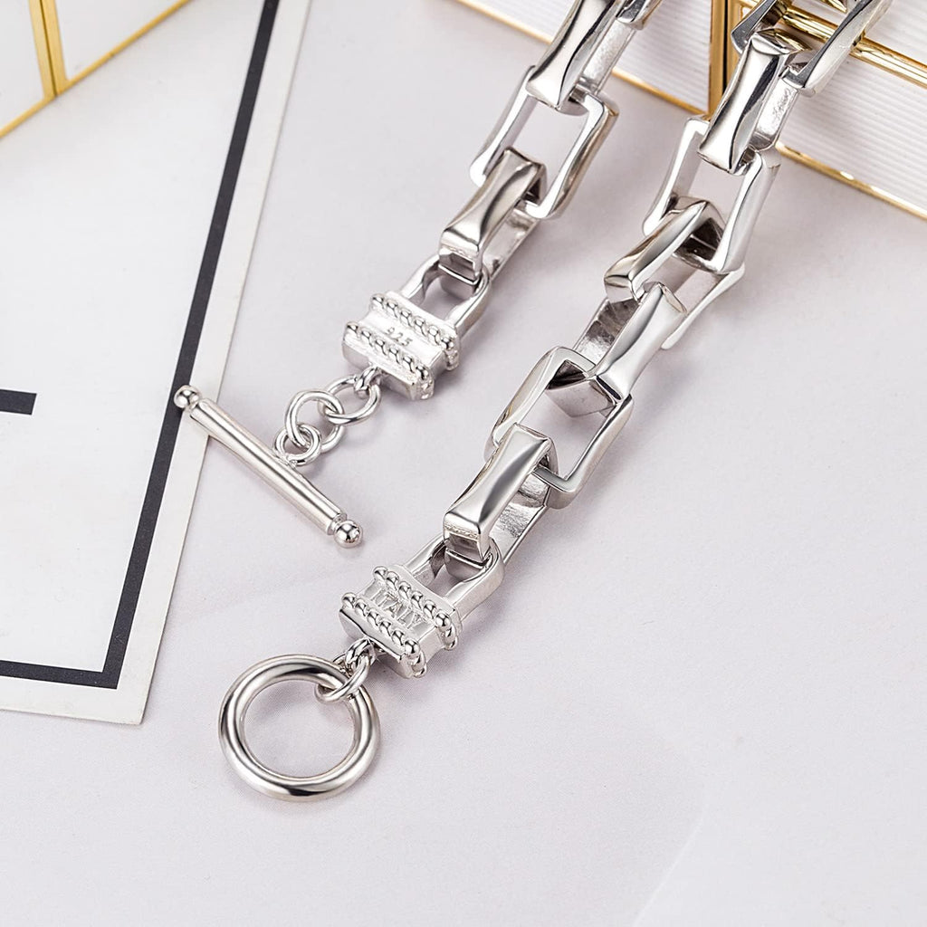 Dankadi Men Solid 925 Sterling Silver Cable Rolo Link Chain Necklace Women 9MM &10MM-Curb Cuban Chain Thick Big Choker 18' 20' 22' 24' 26 '28' 30' Fine Jewelry Gift