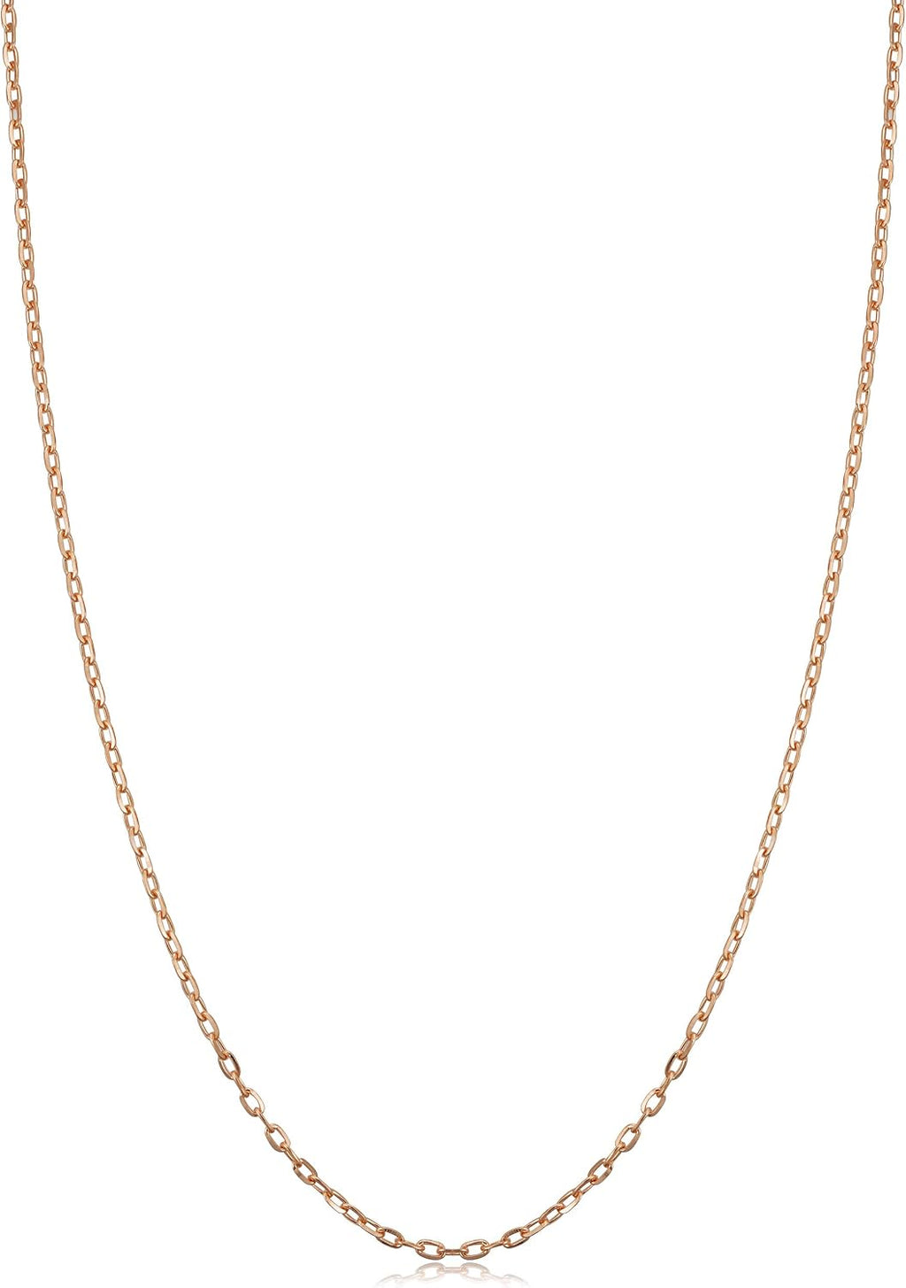 Kooljewelry 14k Rose Gold Diamond-cut Cable Chain Necklace (1 mm)