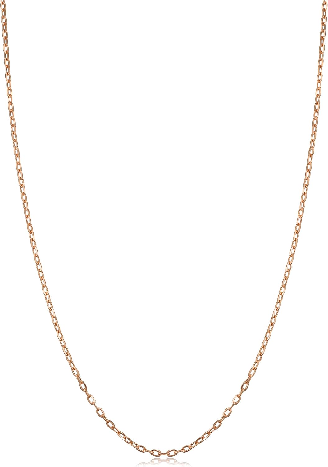 Kooljewelry 14k Rose Gold Diamond-cut Cable Chain Necklace (1 mm)