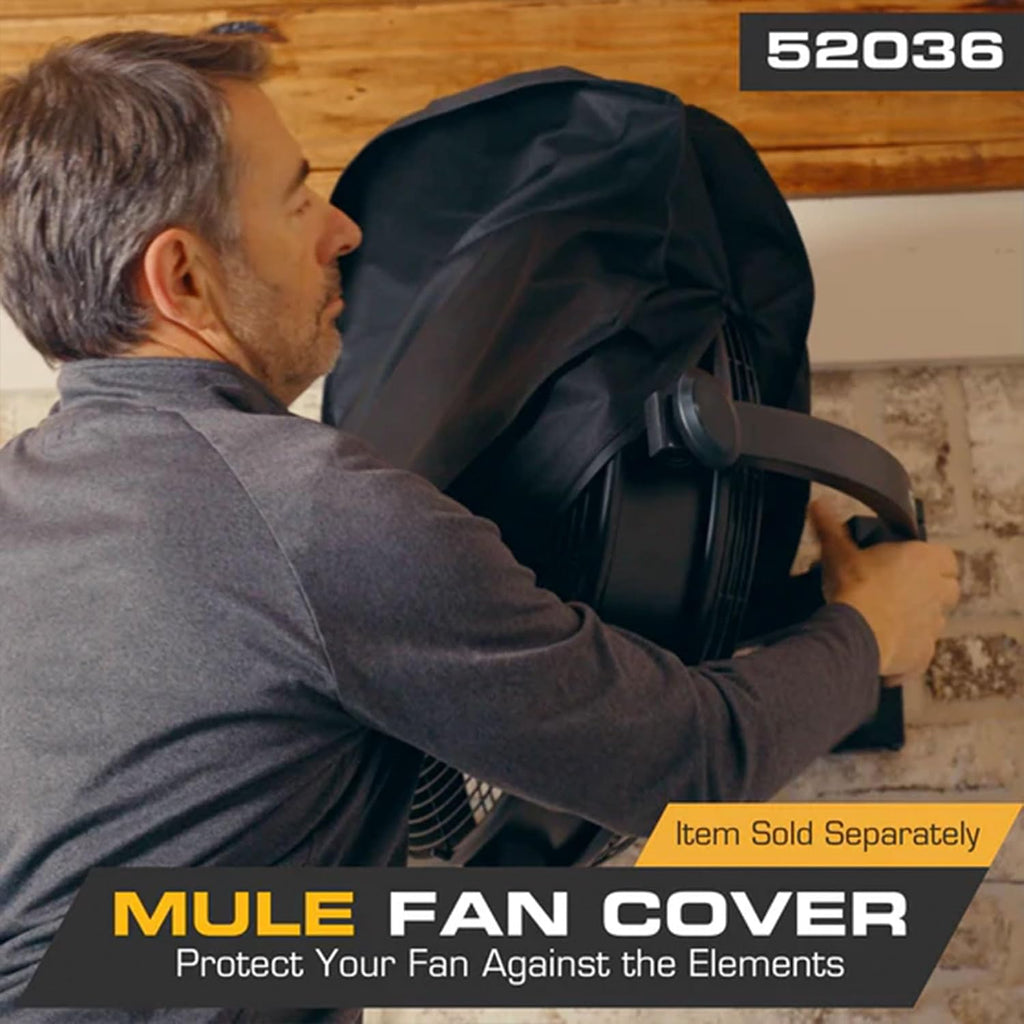 MULE 18 Inch Wet-Rated Outdoor Wall Fan XL, Plug-In Mount with 8-Foot Cord, Adjustable Omni-Reach Arm and 3-Speed Quiet Motor, Matte Black