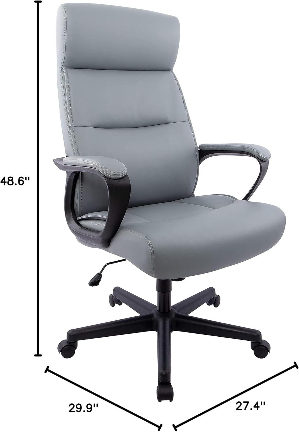 STAPLES Rutherford Ergonomic Manager & Executive Office Chair, High Back Swivel, Adjustable Height, Luxura Faux Leather, Gray