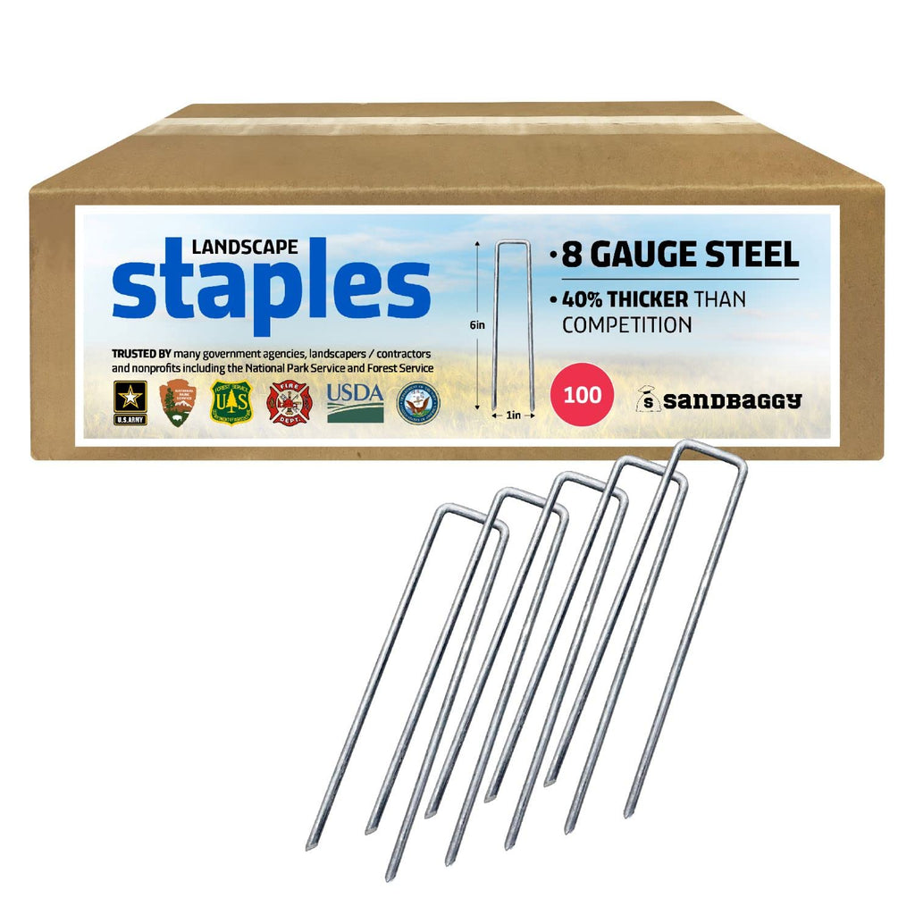 Sandbaggy 6 inch Landscape Sod Staples (8 Gauge Steel) | Great for Hard & Rocky Soil | 40% Thicker Than Standard 11 Gauge | Trusted by Farmers & Contractors Across USA (800 Staples)