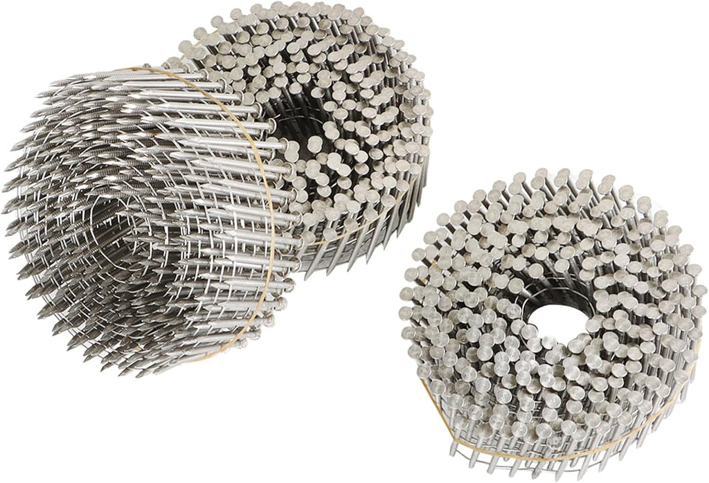 3600 Count 2in 15 Degree Coils 0.09in Ring Handle 304 Stainless Steel Wall Nail for Cement Board Siding