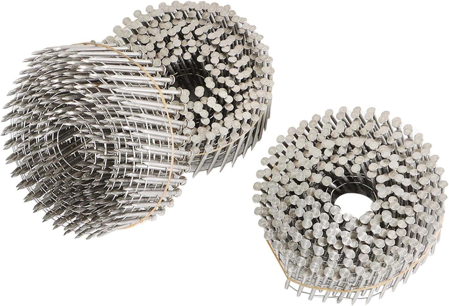 3600 Count 2in 15 Degree Coils 0.09in Ring Handle 304 Stainless Steel Wall Nail for Cement Board Siding