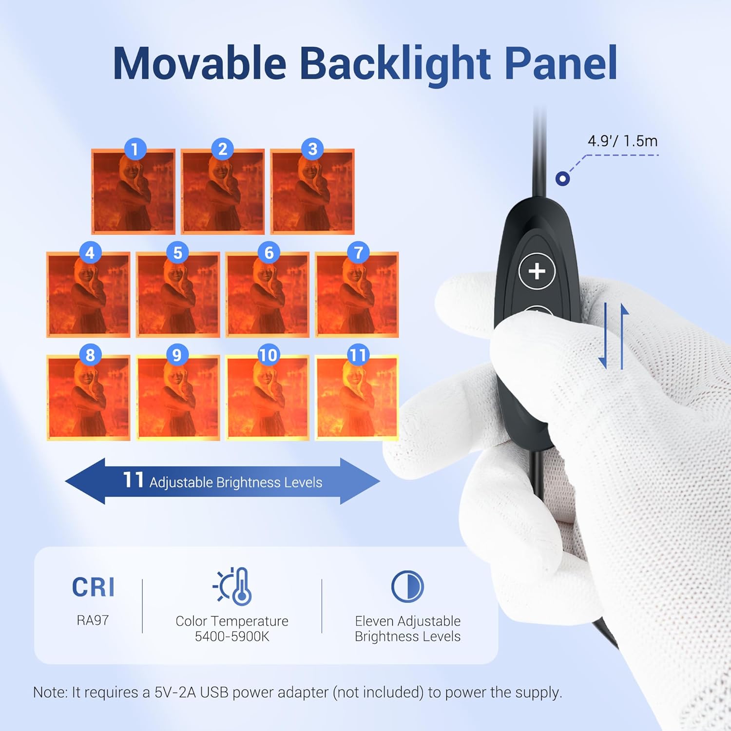 JJC Negative Film Digitizer with Durable Film Storage Pouch for 135 35mm Film, Negative to Digital Converter with Adjustable Brightness LED Backlight & Slider Rail