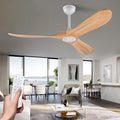 52 inch Ceiling Fan without Light, Quiet Reversible DC Motor Wood Ceiling Fan no Light, 3 Blades Modern Ceiling Fans with Remote Control for Outdoor Indoor Farmhouse Patios