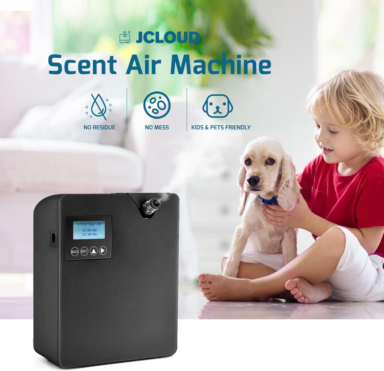JCLOUD Smart Scent Air Machine with Cold Air Tech for Home, Professional Waterless Essential Oil Diffuser 300ML, HVAC Scent Diffuser for Essential Oils for Large Room, Office, Spa, Black