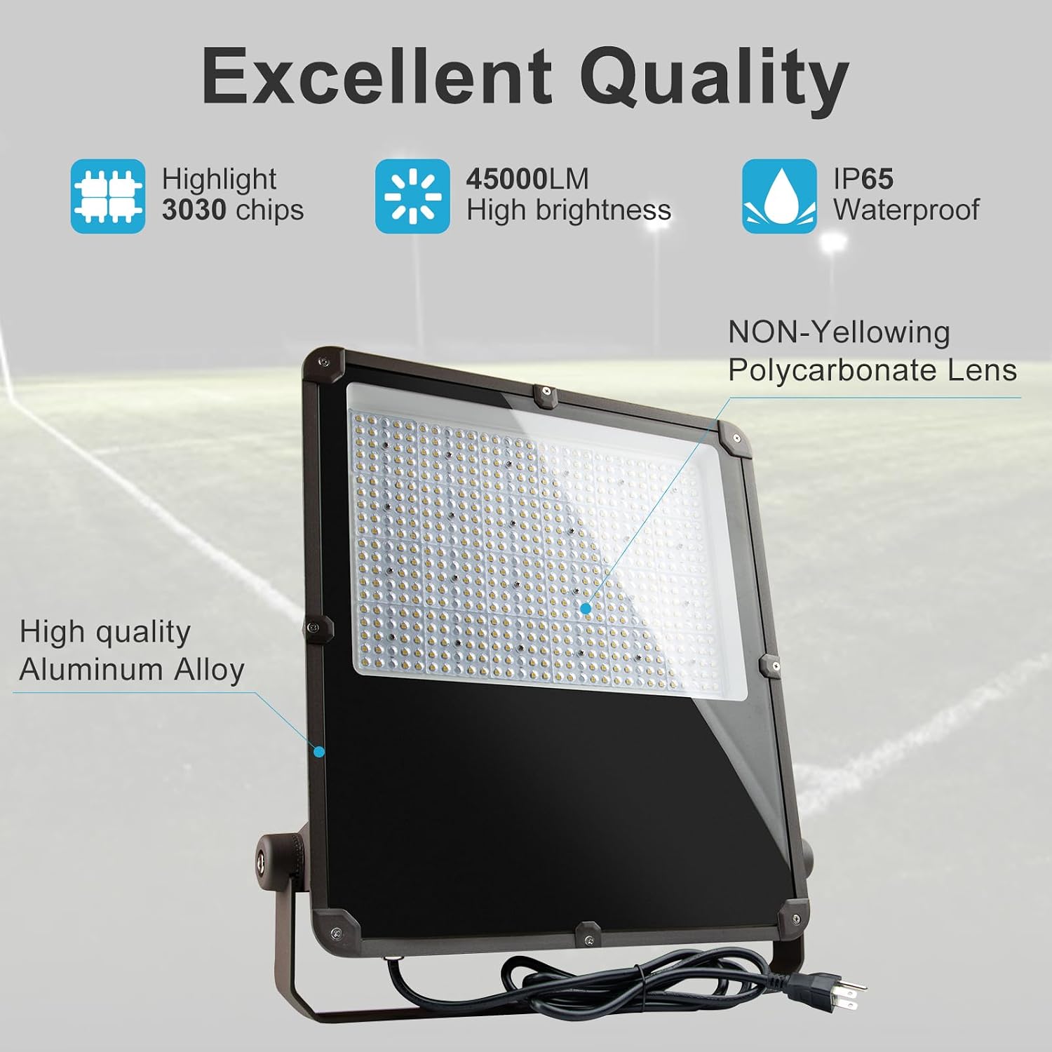 Lightdot 300W Outdoor Flood Lights AC100-277V LED Stadium Lights 45000Lm (1200W Eqv.) LED Flood Lights with Photocell, IP65 Waterproof Area Lighting for Backyard/Stadium-4Pack 5Yrs Warranty