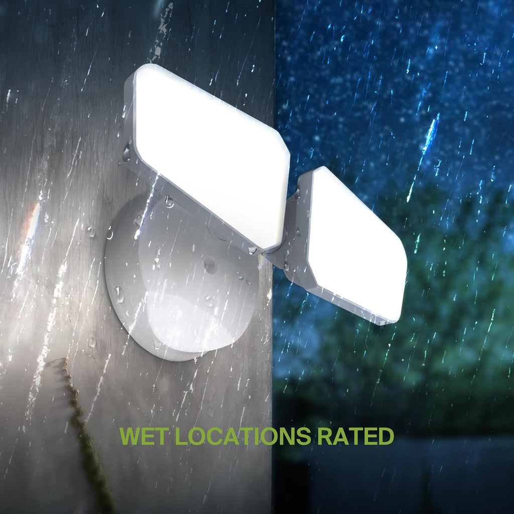 ASD LED Security Flood Lights Outdoor, 20W 5CCT 2700K-5000K, Rotatable Heads, Wired Flood Light, 150° Side-to-Side, 180° Up and Down, IP65 Wet Locations, UL DLC, 145000 hr Lifespan, White, 8 Pack