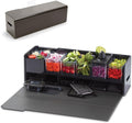 Prepdeck Gen 2 Recipe Prep & Storage Station - 8 Essential Tools + Deluxe Cutting Board, 14 Plastic Containers + Super-Seal Lids, Removable Trash Compartments, Tablet Stand Included - Midnight Black