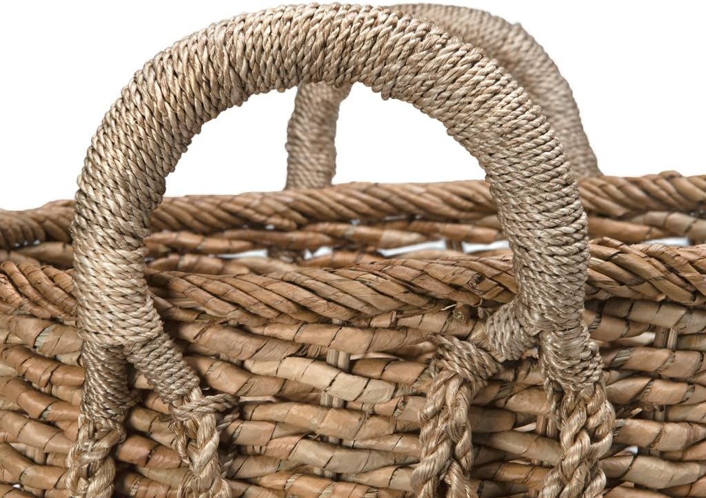 KOUBOO Seagrass Storage Basket, Blanket, Basket for Pillows Storage, Decorative Basket, Wicker Toy Organizer, Bedroom & Living Room Storage, Home Decor Essentials, Brown