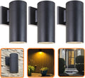 Outdoor Wall Light, Exterior Lighting - ETL Listed, Die-cast Aluminum Anti-Rust Waterproof Wall Mount Cylinder Design – 1-Direction Up or Down Light Fixture for Porch, Garage or Patio (3 Pack)