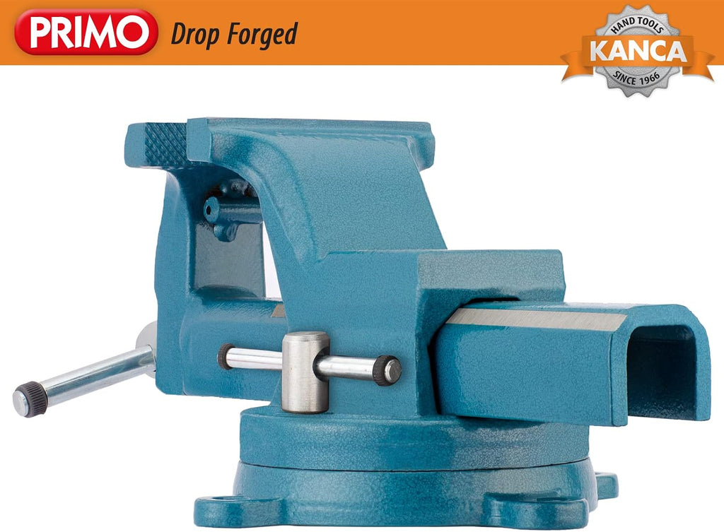 KANCA PRM-140,PRIMO PARALLEL VISE With 360° Rotating Swivel Base,Drop-Forged Bench Vise,Jaw Opening(Max) 5.6 INCH,Strong Hand Tools and Machinist Vise,Tools & Home Improvement Product,Blue Color(5.6')