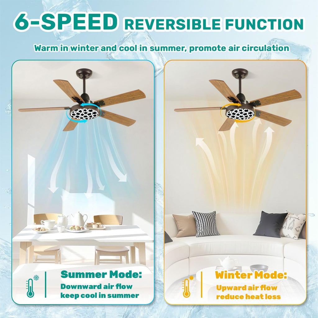 Modern Ceiling Fans with Lights Remote, Black White Cow Print seamless from Country Sunflower Collection 42 Inch Ceiling Fan for Bedroom Living Room Farmhouse, 6 Speed Reversible Quiet Motor