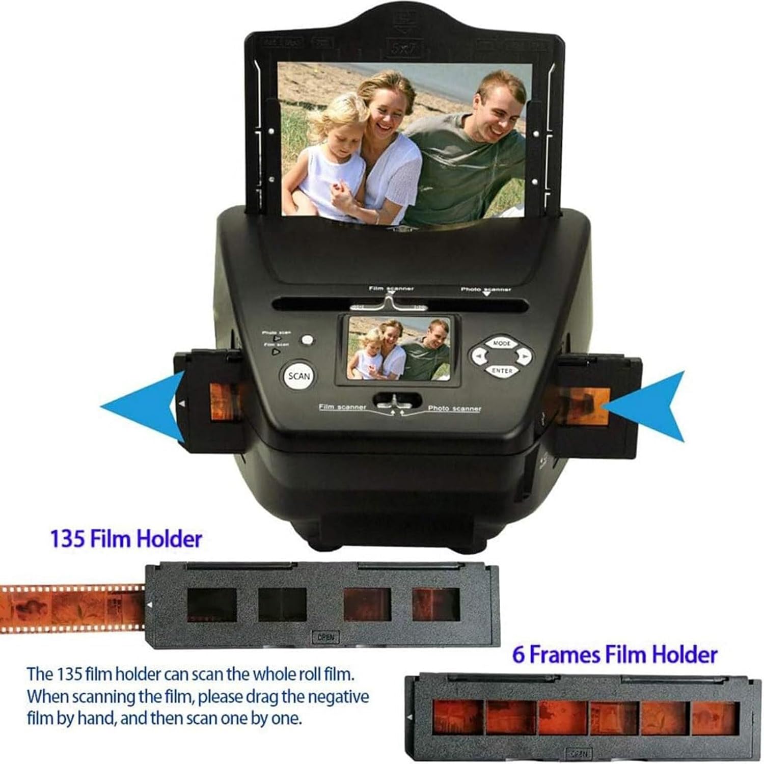 16mp Digital Scanner (3 * 5/4 * 6/5 * 7 Paper Photos), 135 (35mm) Negative Film Scanner + Business Card Sorting Ocr Software for Saving Film