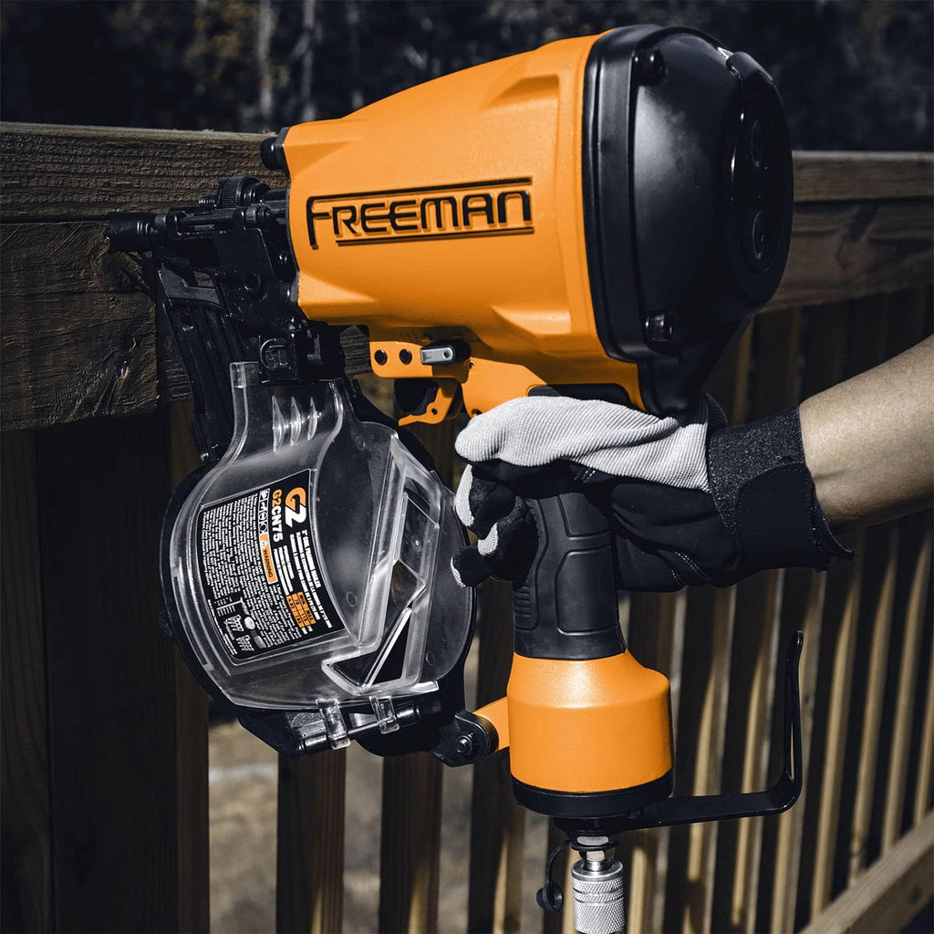 Freeman 2nd Generation Pneumatic 15° 3' Coil Framing Nailer | G2CN75 | Framing, Truss Construction, Sheathing, Subfloors, Decks, Roof Decking, Siding, Wood Fencing, Crate and Pallet Assembly