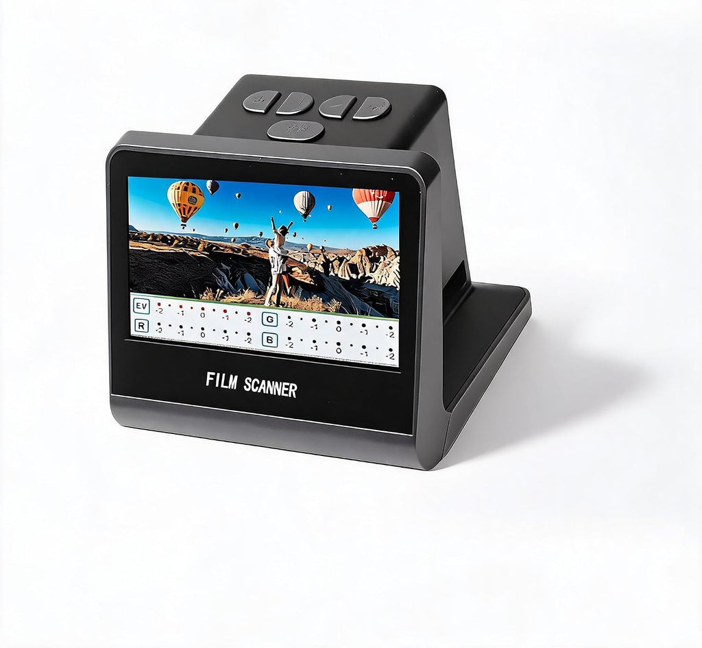 22MP Film Scanner with 5 LCD Screen, Digital Slide & Negative Converter, 16GB Memory, Converts 35mm 126 110 Super 8 Film to JPEG, HDMI & USB C for PC