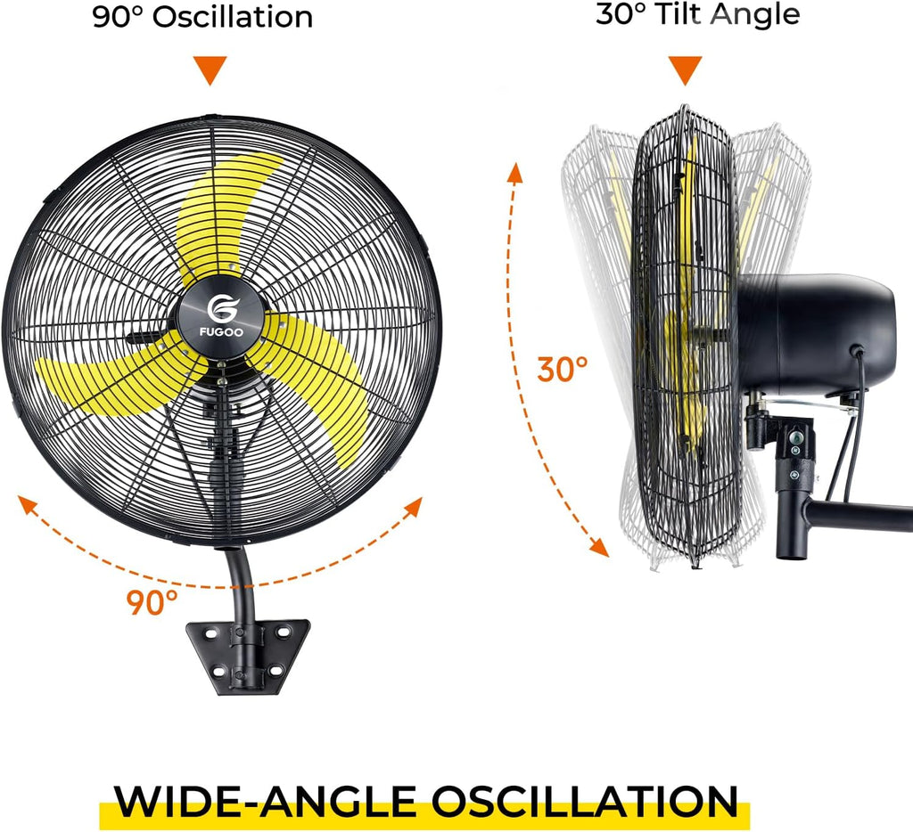 FUGOO 20'' Outdoor Quiet Remote Control Oscillating Wall Mount Fan,All Sealed BLDC Motor,4 Speed Waterproof Outdoor Fan With Remote, Heavy Duty Industrial Wall Fans for House,Patios,Garage,Warehouse