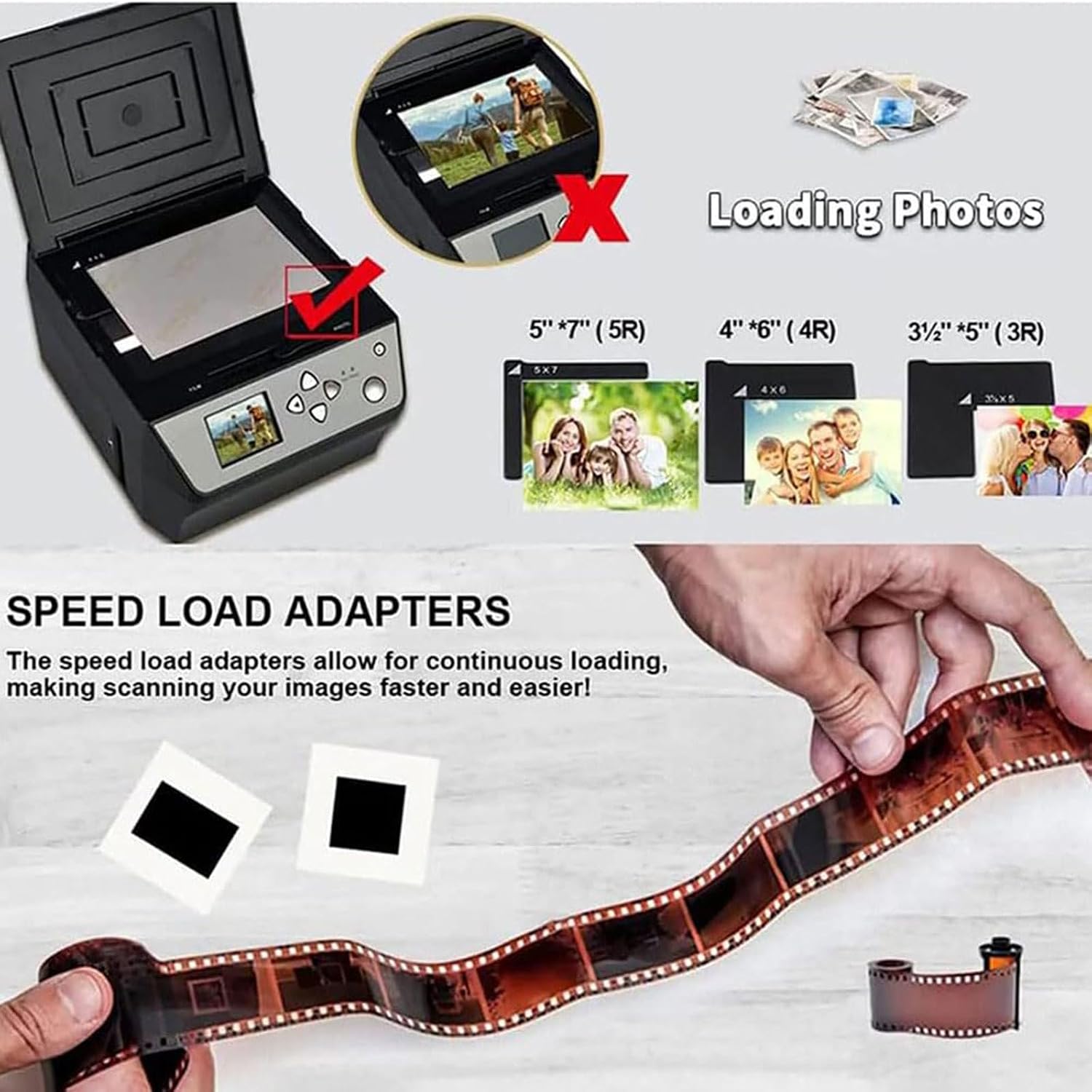 22MP Digital USB Scanner for Film/Slide/Photo with 5 LCD Screen - Convert 35mm Slide, 135 & 110 Film to HD JPG Files - Photo/Document/Business Card Scanner