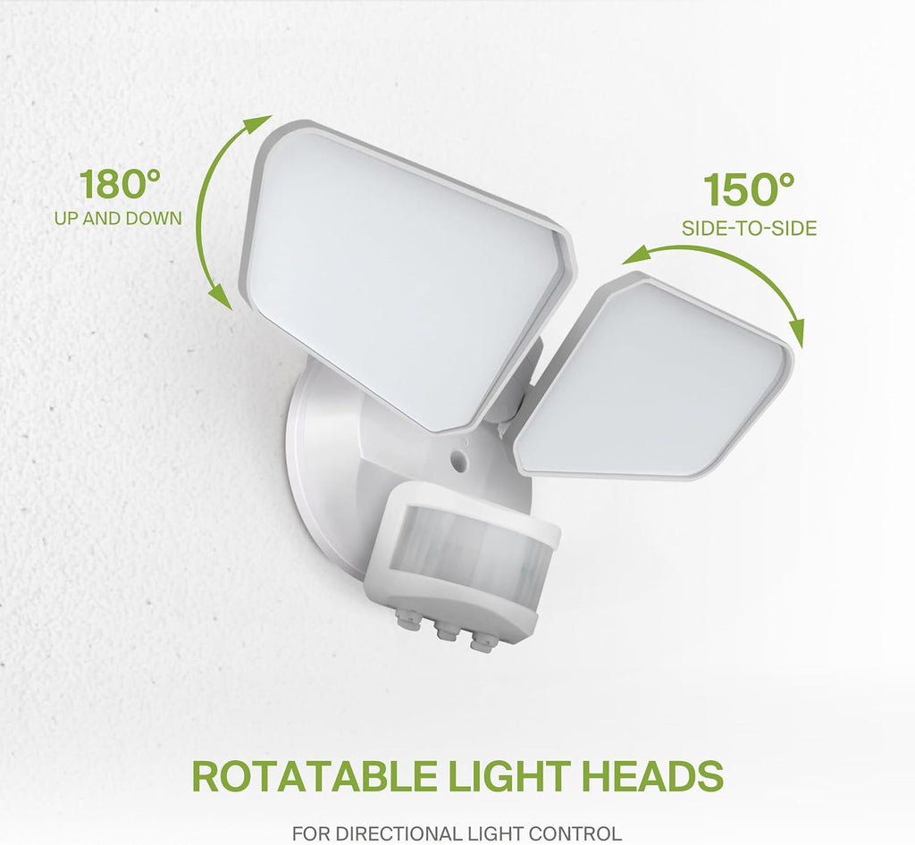 ASD LED Motion Sensor Outdoor Lights, 20W 5 CCT Flood Lights Outdoor, Dusk to Dawn Motion Lights for Outside with Photocell, Wired Security Lighting for Porch, House, Garage, UL DLC, White, 8 Pack
