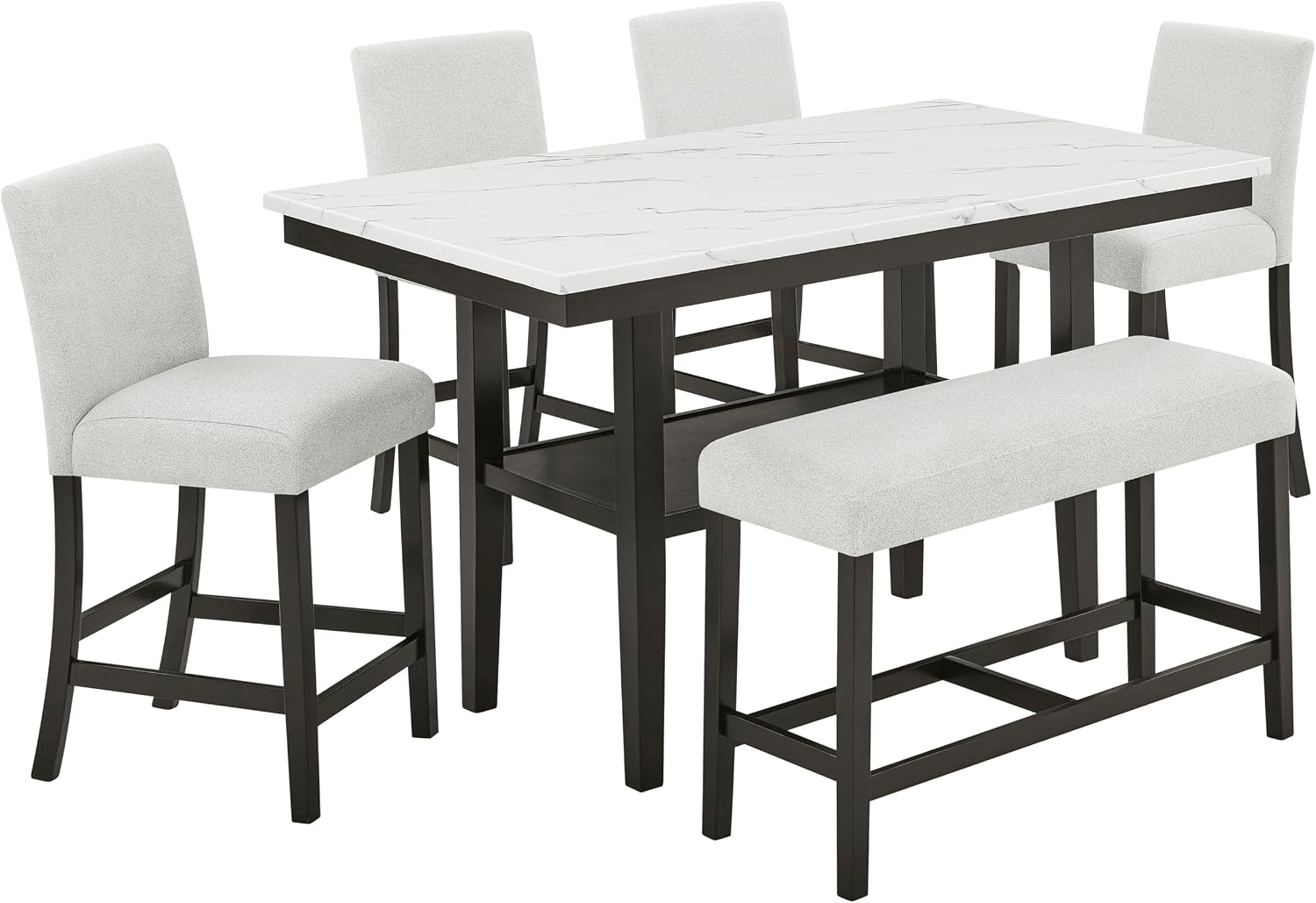 New Classic Furniture Carissa 6-Piece Wood Rectangle Counter Set in Stone