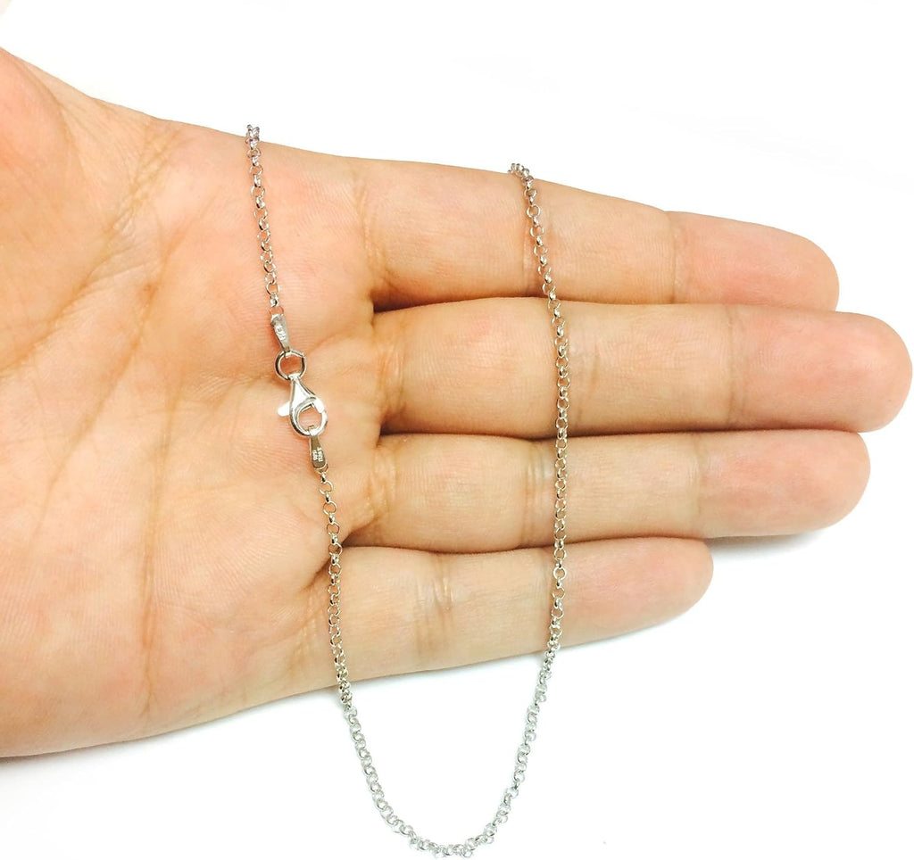 Jewelry Affairs Sterling Silver Rhodium Plated Rolo Chain Necklace, 2mm
