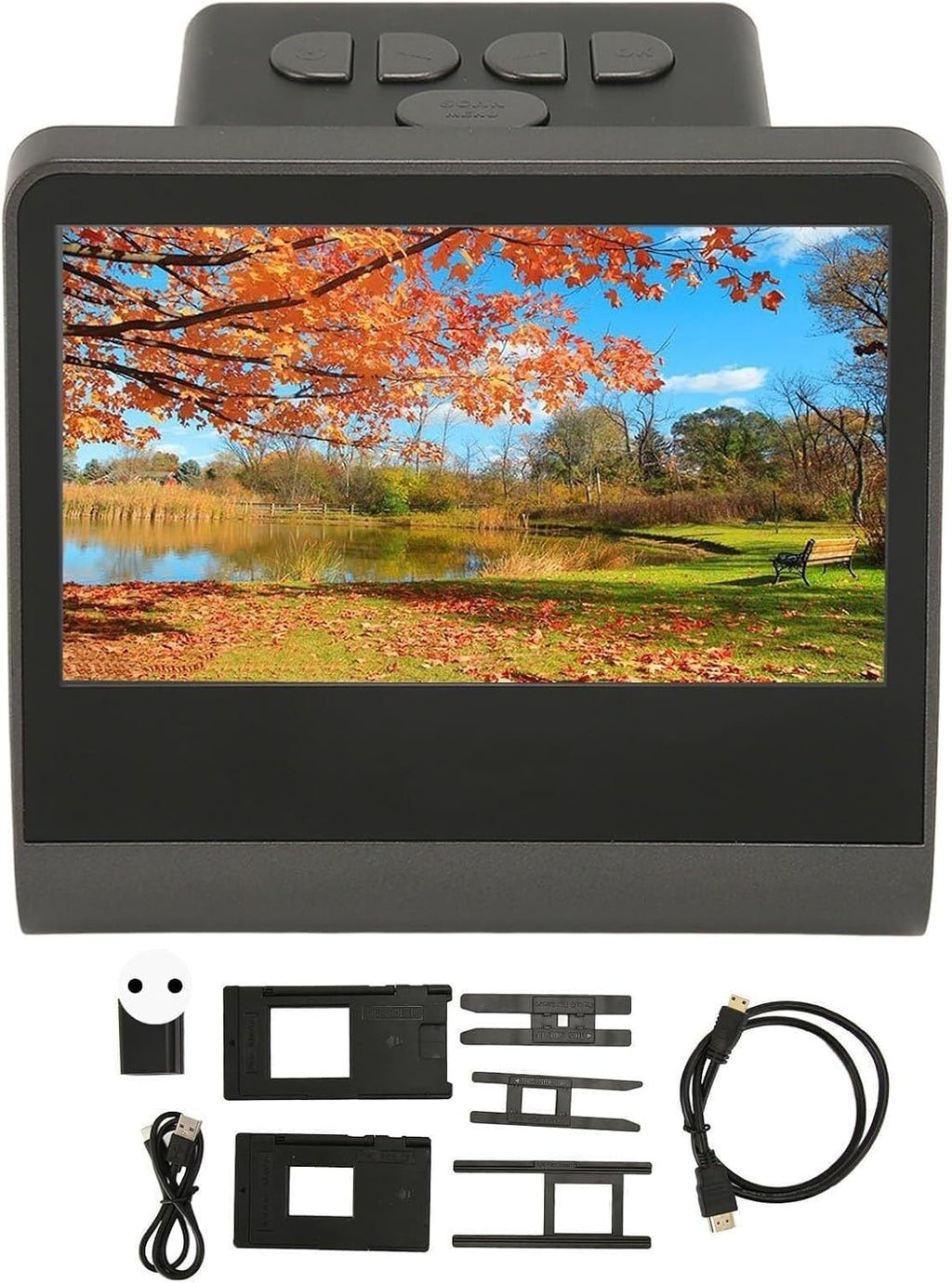 HD Screen Film Scanner 24MP/48MP Pixel 5 Inch, Support 35mm/135mm/126mm/110mm/8mm Color Positive and Negative Film