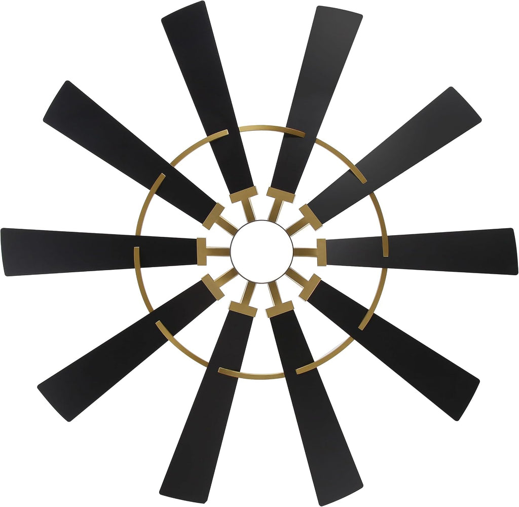WINGBO 72' Windmill Ceiling Fan with Lights, 3 Downrod, 6-Speed Reversible DC Motor, 3CCT, 10 Blade Indoor Farmhouse DC Ceiling Fans for Kitchen Bedroom Living Room Patio, Aged Brass and Black