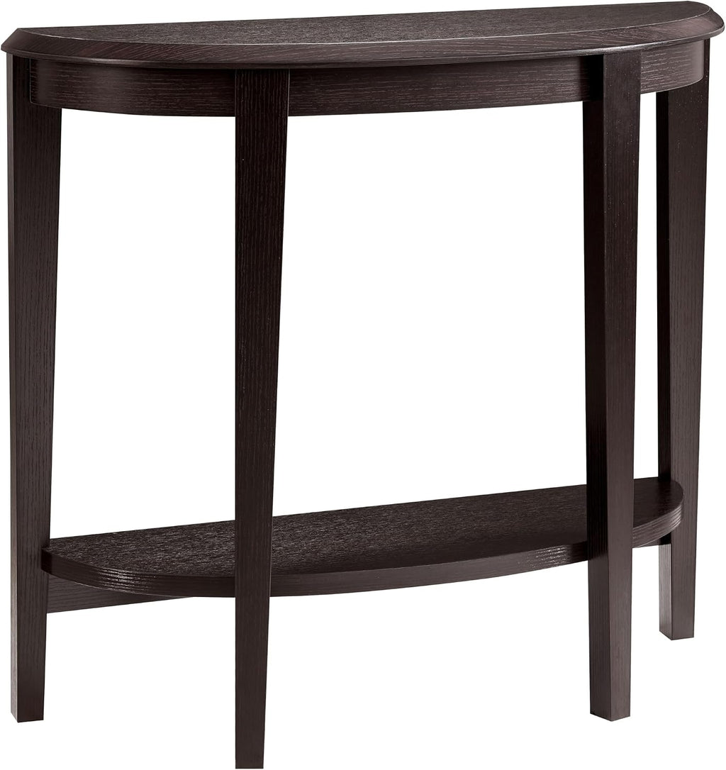 Homes: Inside + Out Payne Modern Half Moon Accent Console Table with Storage Shelf, Decorative Entryway Furniture for Living Room, Hallway, Entrance, Small Spaces, Cappuccino
