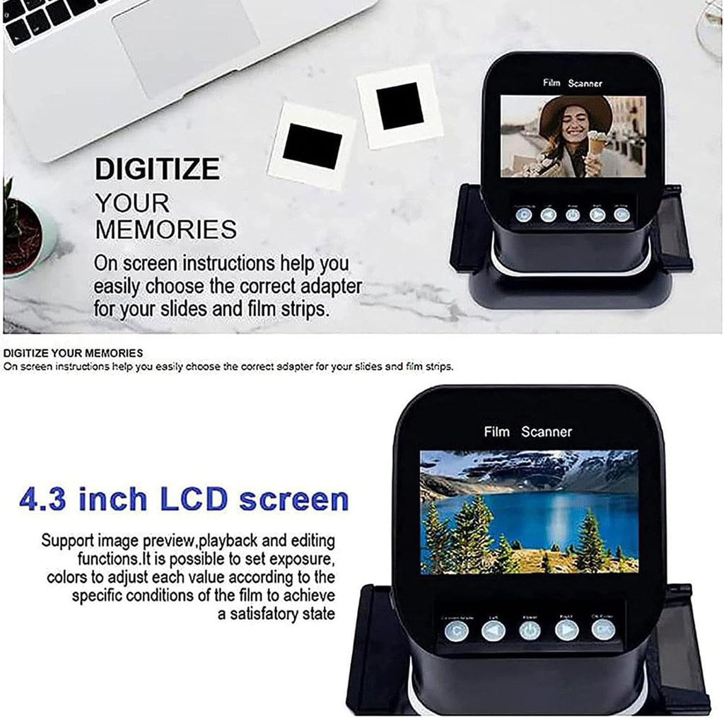 Film Slide Scanner + 4.3'' LCD Screen, High Resolution Film Scanner - 22 Million High-Definition, Convert 120/135/126/127 Negative/Slides to Digital JPEG