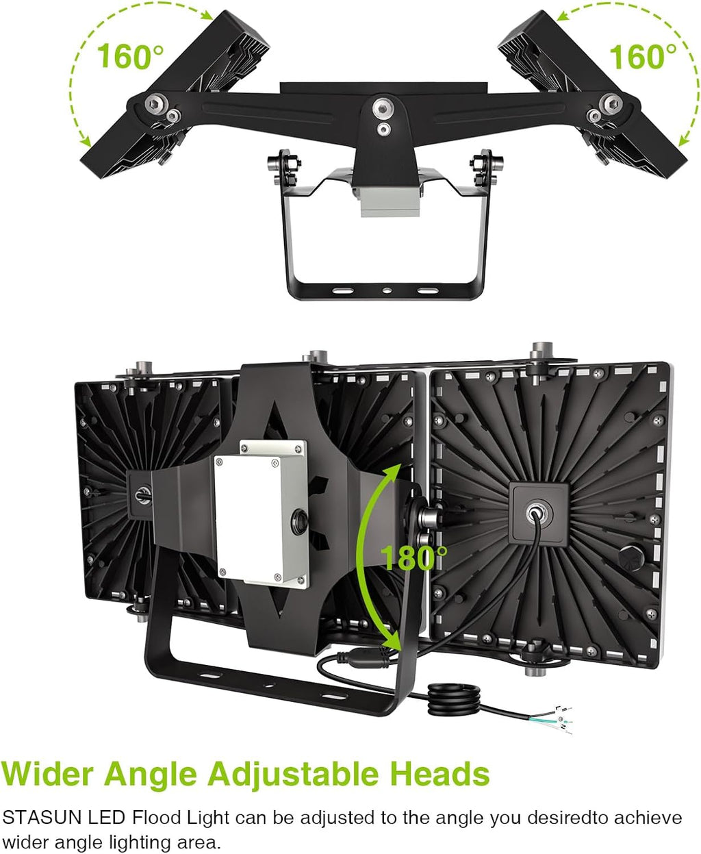 STASUN Flying Series Max - 300W 30,000LM Dusk to Dawn LED Flood Light with Photocell Sensor, 6000K Super Bright, IP66 Waterproof Floodlight for Backyard, Sport Courts, Stadium, Arena, Commercial