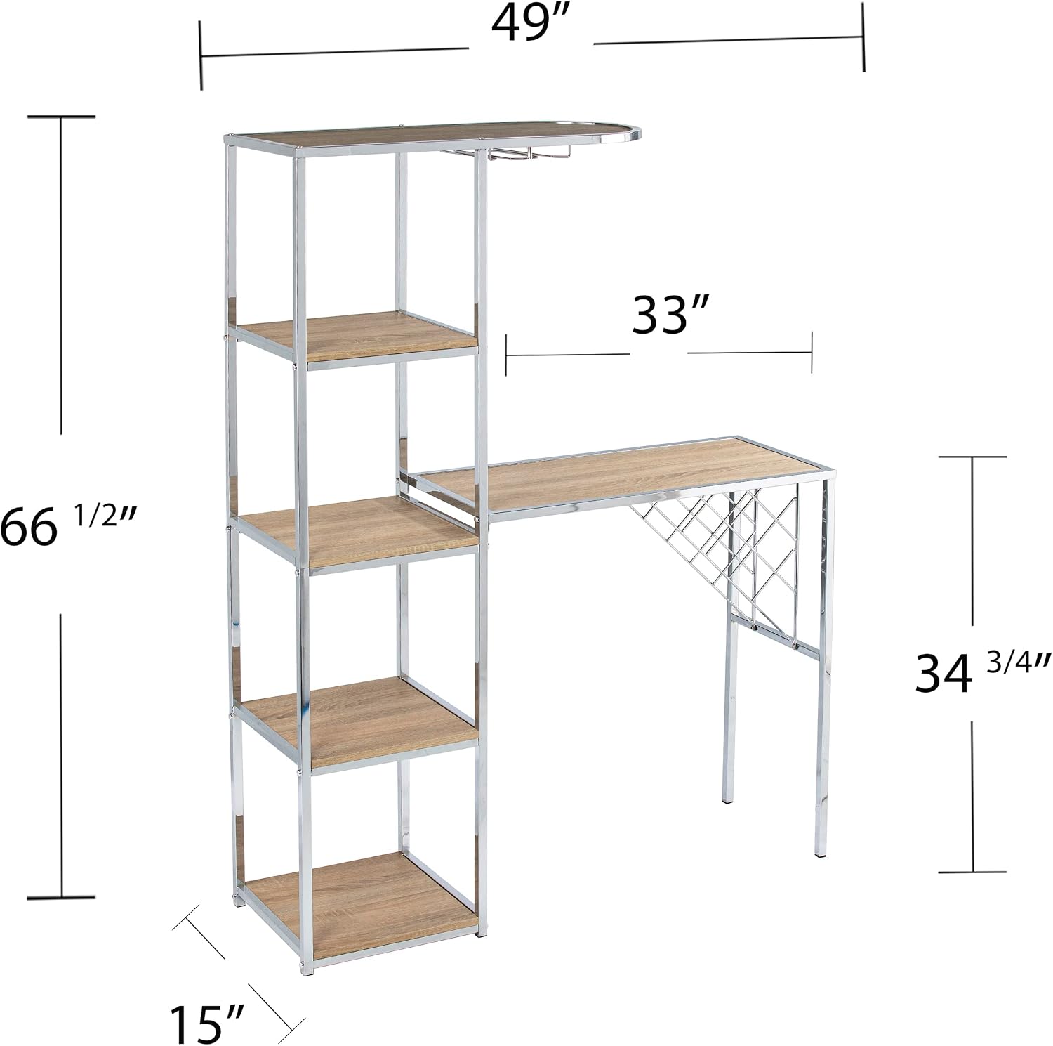 SEI Furniture - Northdom Serving Table with Bar Storage - Transitional Design, Natural Glass and Wood - Ideal for Bedroom, Living Room (HZ1217512)