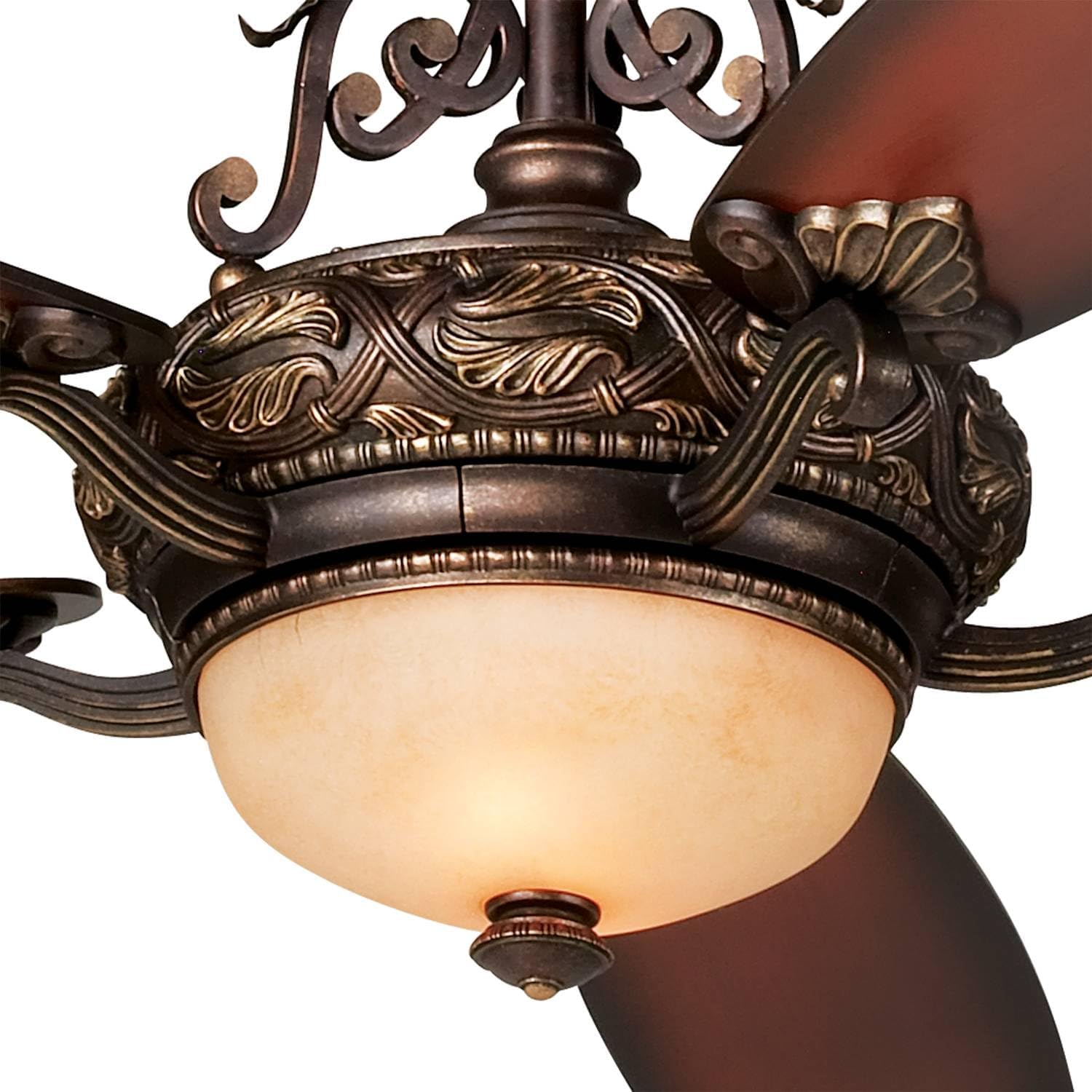 Casa Vieja 56' Casa Esperanza Vintage Antique Indoor Ceiling Fan 5 Blade LED Light Remote Control Bronze Gold Motor Brown Teak Finish Blades Bedroom Living Room Kitchen Includes 12' Downrod