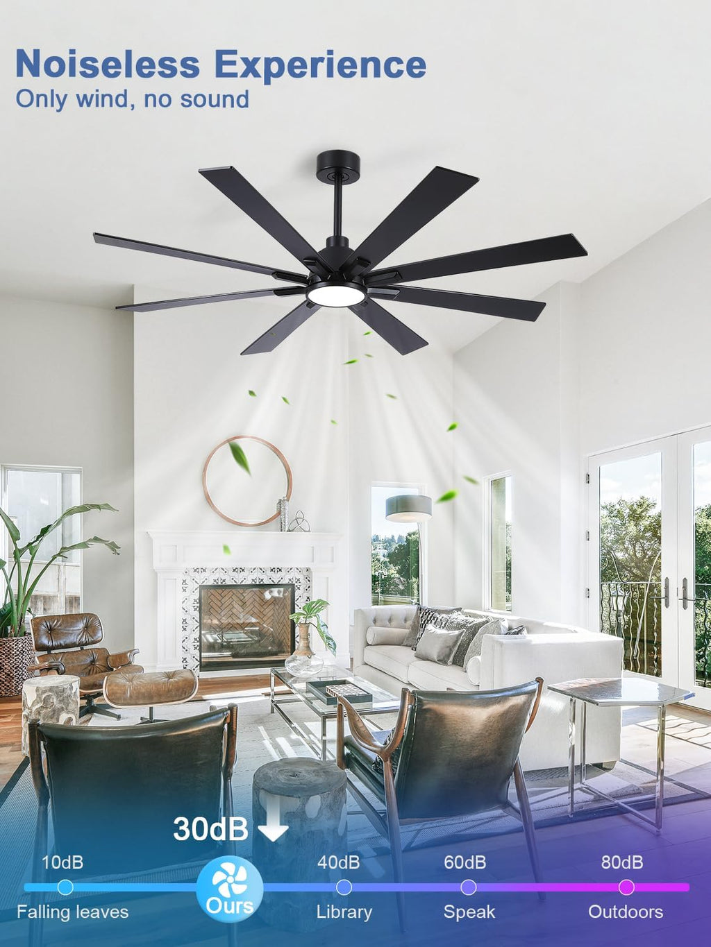 62 Inch Ceiling Fans with Lights and Remote, Pure Copper DC Motor Black Large Indoor/Outdoor Modern Industrial Ceiling Fan, Quiet, 6 Speed, 3CCT, for Patios Living Room Farmhouse Garage