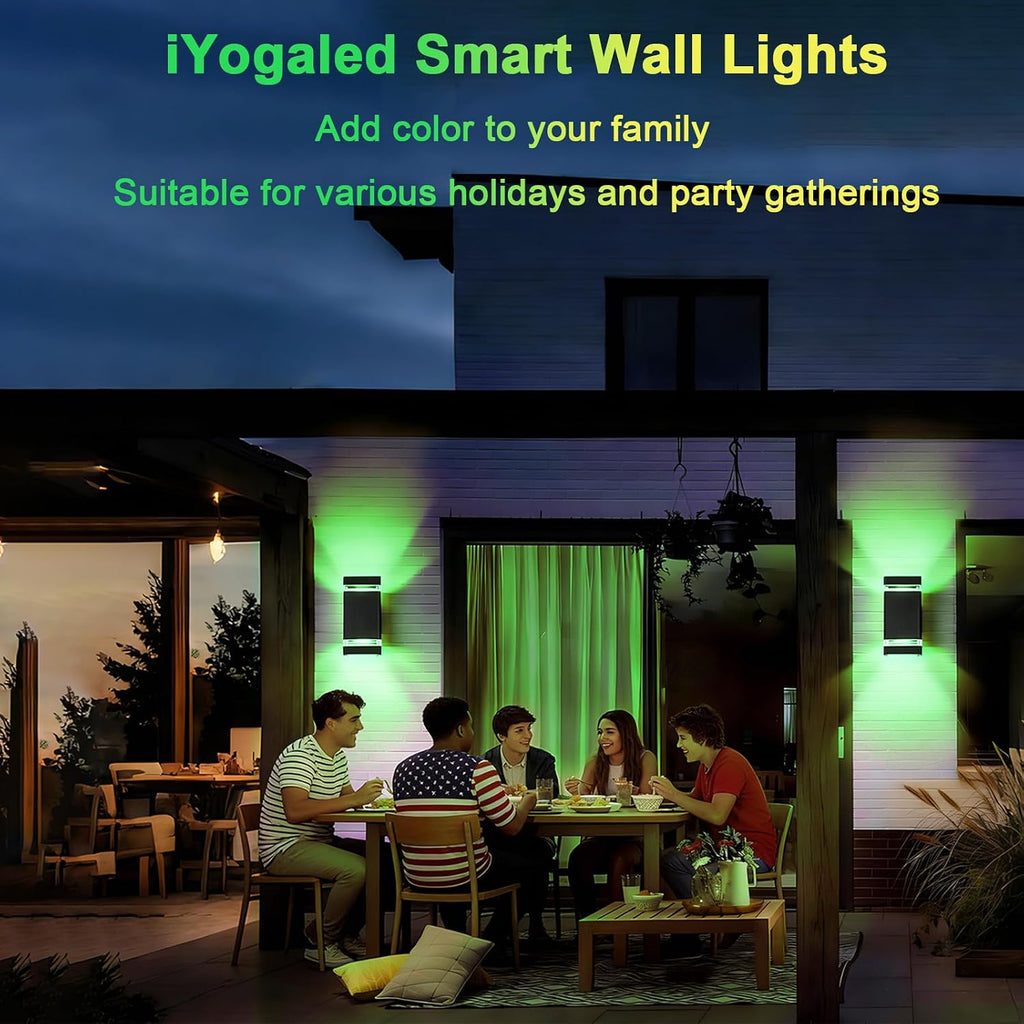iYogaled Up and Down Outdoor Wall Lights, Mi.Light Remote Control Warm White 1000lm Color Changing RGB-CCT Outdoor Wall Light IP65,Smart Light Bulb GU10 Exterior Fixture with ETL (3 Pack)