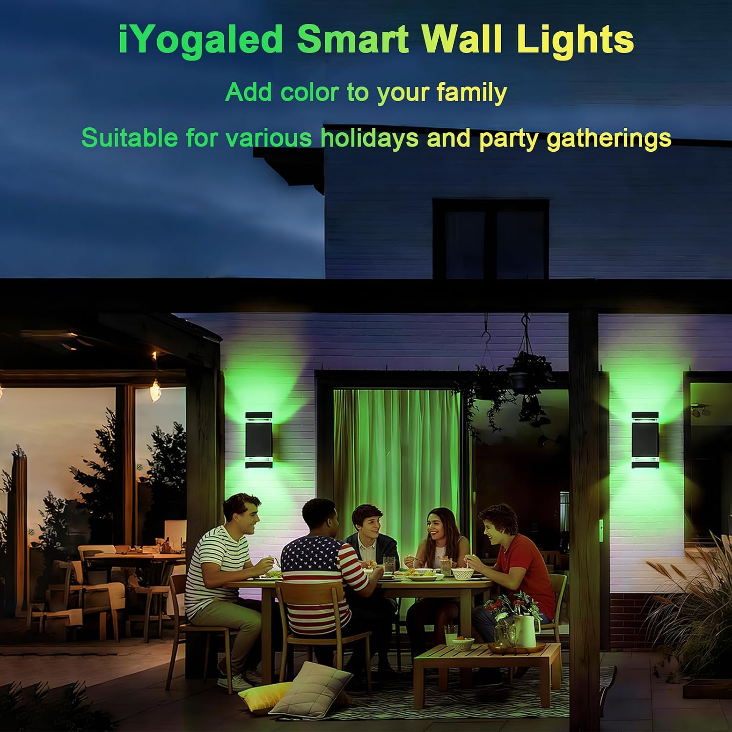 iYogaled Up and Down Outdoor Wall Lights, Mi.Light Remote Control Warm White 1000lm Color Changing RGB-CCT Outdoor Wall Light IP65,Smart Light Bulb GU10 Exterior Fixture with ETL (3 Pack)