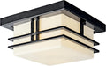 Kichler Tremillo 11.5' Outdoor Semi Flush Light in Black, 2-Light Exterior Ceiling Light with Satin Etched Cased Opal Glass, (11.5' W x 6.5' H), 49206BK