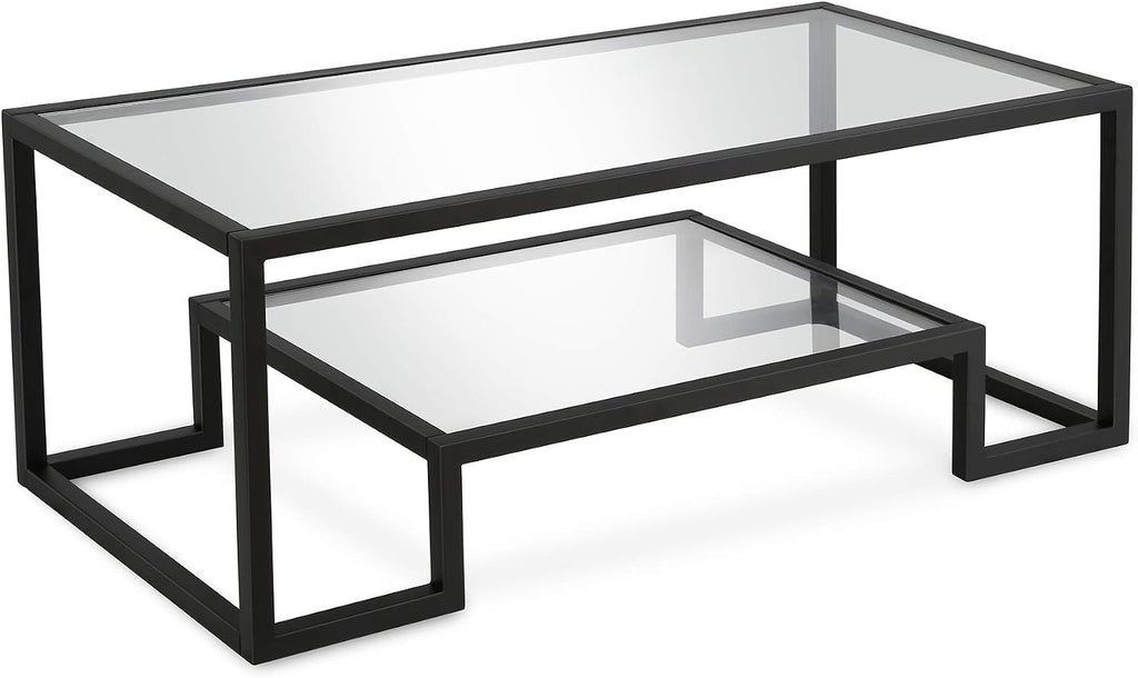 Henn&Hart 45' Wide Rectangular Coffee Table in Blackened Bronze, Modern coffee tables for living room, studio apartment essentials