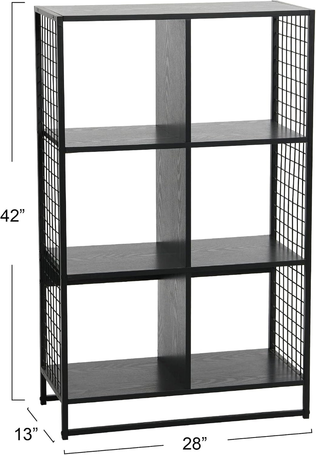Household Essentials Black Oak & Iron Six Cube Wall Shelf