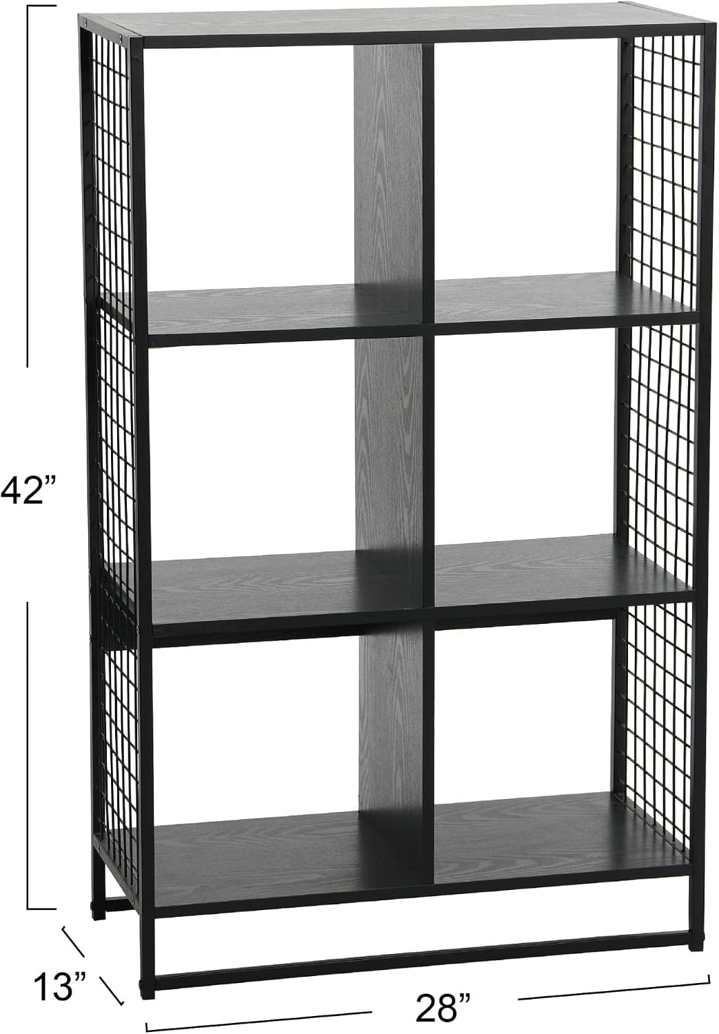 Household Essentials Black Oak & Iron Six Cube Wall Shelf