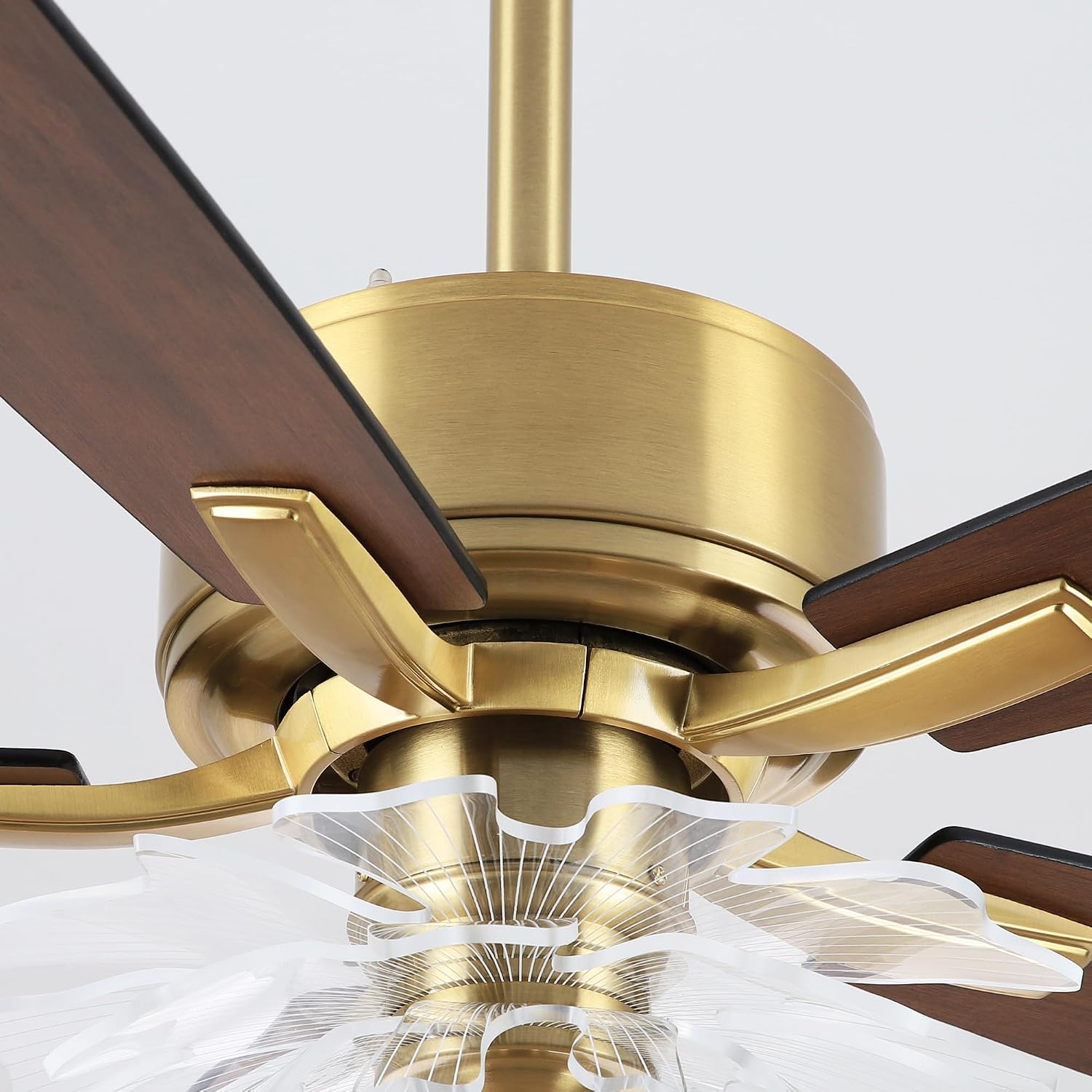 52 Inch Gold Ceiling Fans with Lights, Modern Black & Gold Ceiling Fan with Remote for Bedroom Living Room, PS Petal Chandelier Fan, 3CCT Dimmable, 6 Speeds, Quiet DC Motor Indoor Ceiling Fan